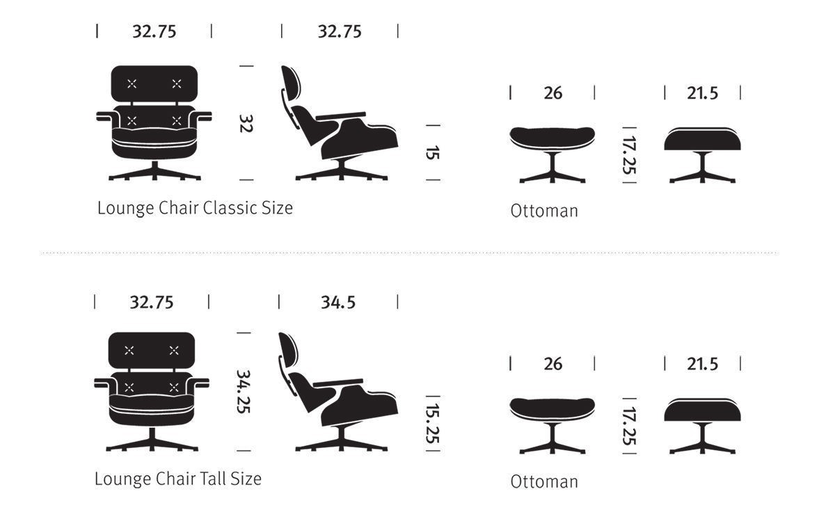 Dimensiones sillón Eames lounge chair and ottoman