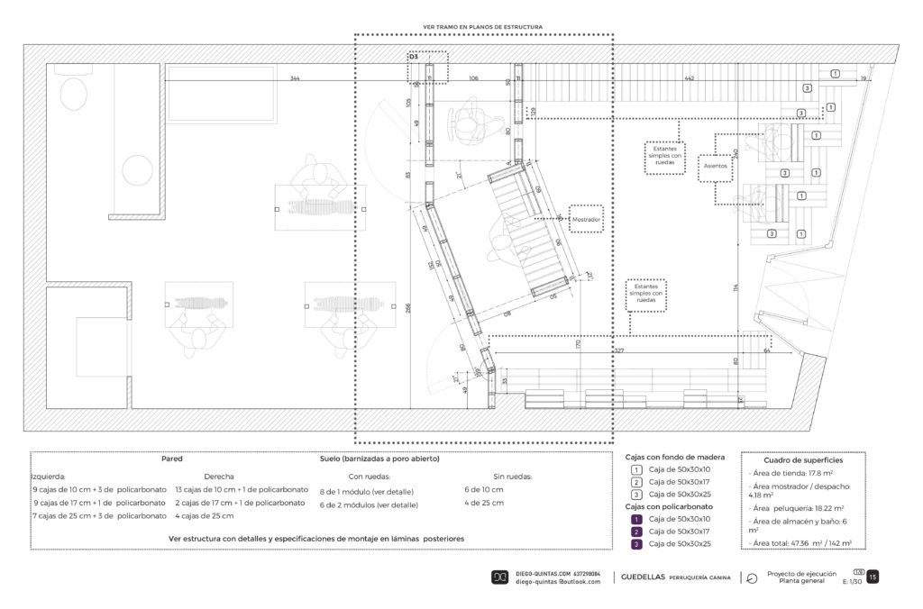 plano diseño interior peluquería