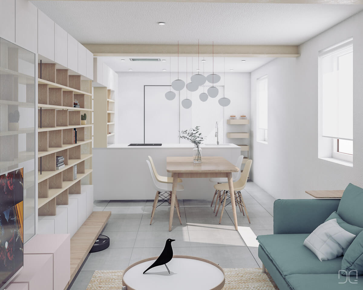 proyecto Interiorismo reforma integral de piso loft cocina-salon